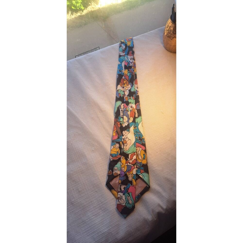 Vintage Disney Snow White Seven Dwarfs Silk Tie Balancine Novelty Necktie 90s Ma - Picture 2 of 4